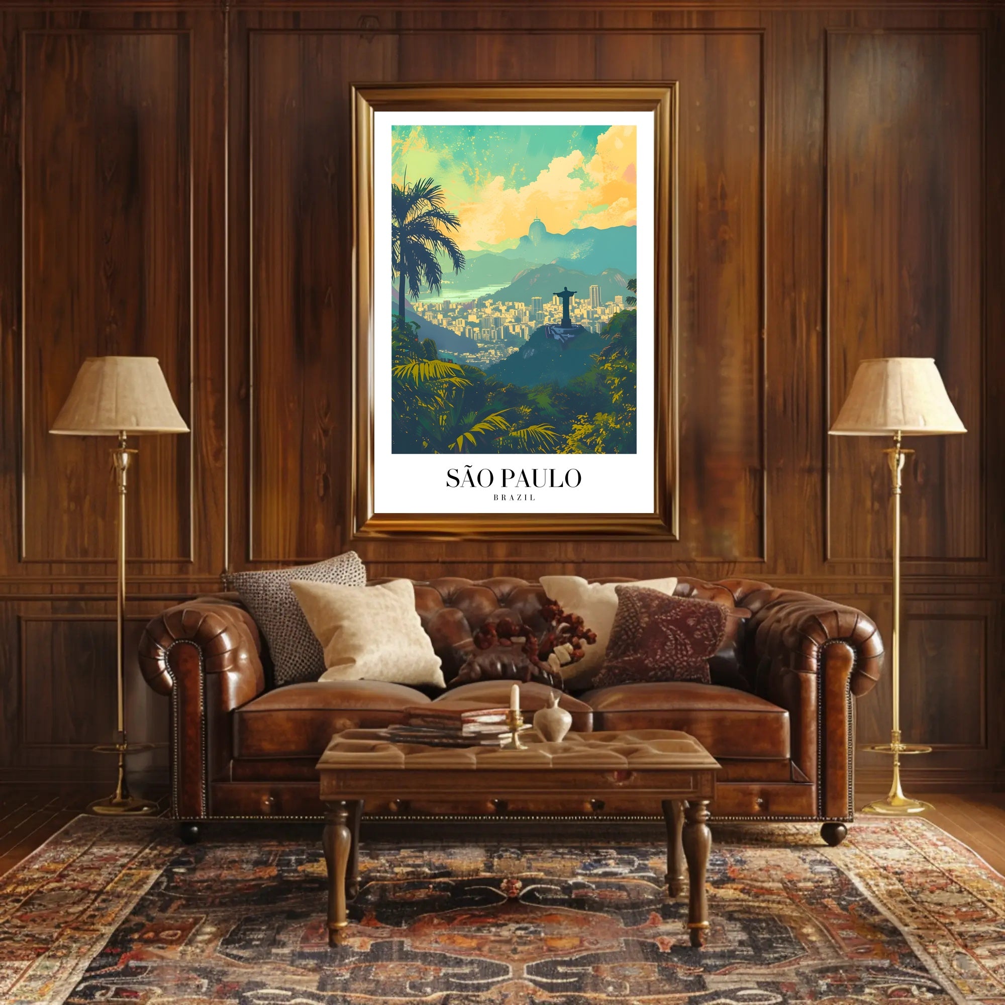 São Paulo Vibrant Cityscape with Redeemer Statue Urban Poster PosterGoat