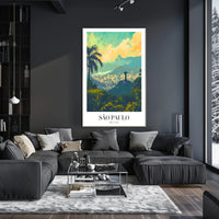 São Paulo Vibrant Cityscape with Redeemer Statue Urban Poster PosterGoat