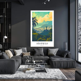 São Paulo Vibrant Cityscape with Redeemer Statue Urban Poster PosterGoat