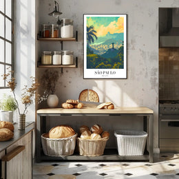 São Paulo Vibrant Cityscape with Redeemer Statue Urban Poster PosterGoat