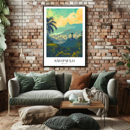 São Paulo Vibrant Cityscape with Redeemer Statue Urban Poster PosterGoat