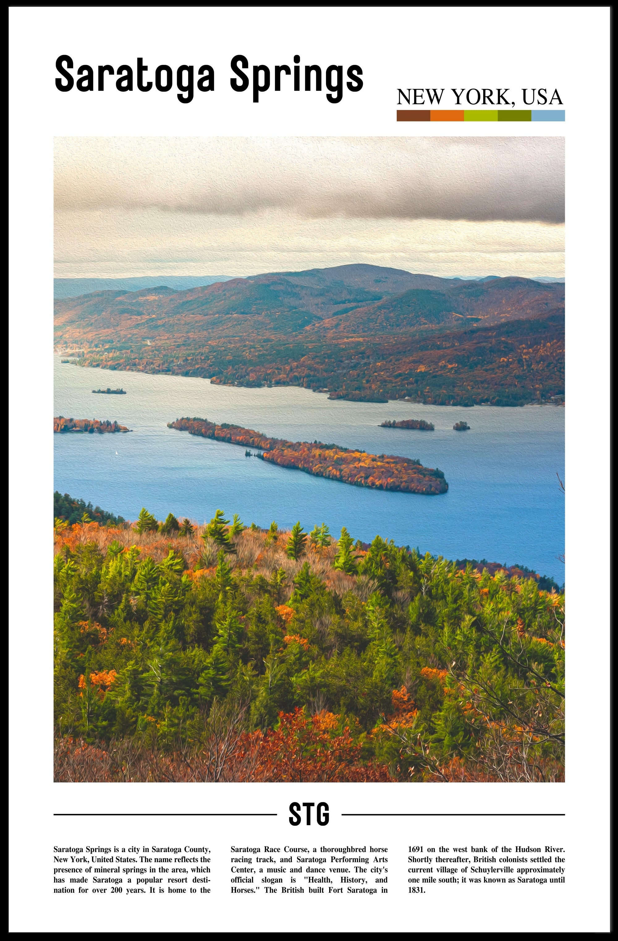 Saratoga Springs Autumn Scenic Travel Poster PosterGoat