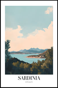 Sardinia Coastal View Vintage Travel Poster PosterGoat