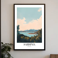 Sardinia Coastal View Vintage Travel Poster PosterGoat