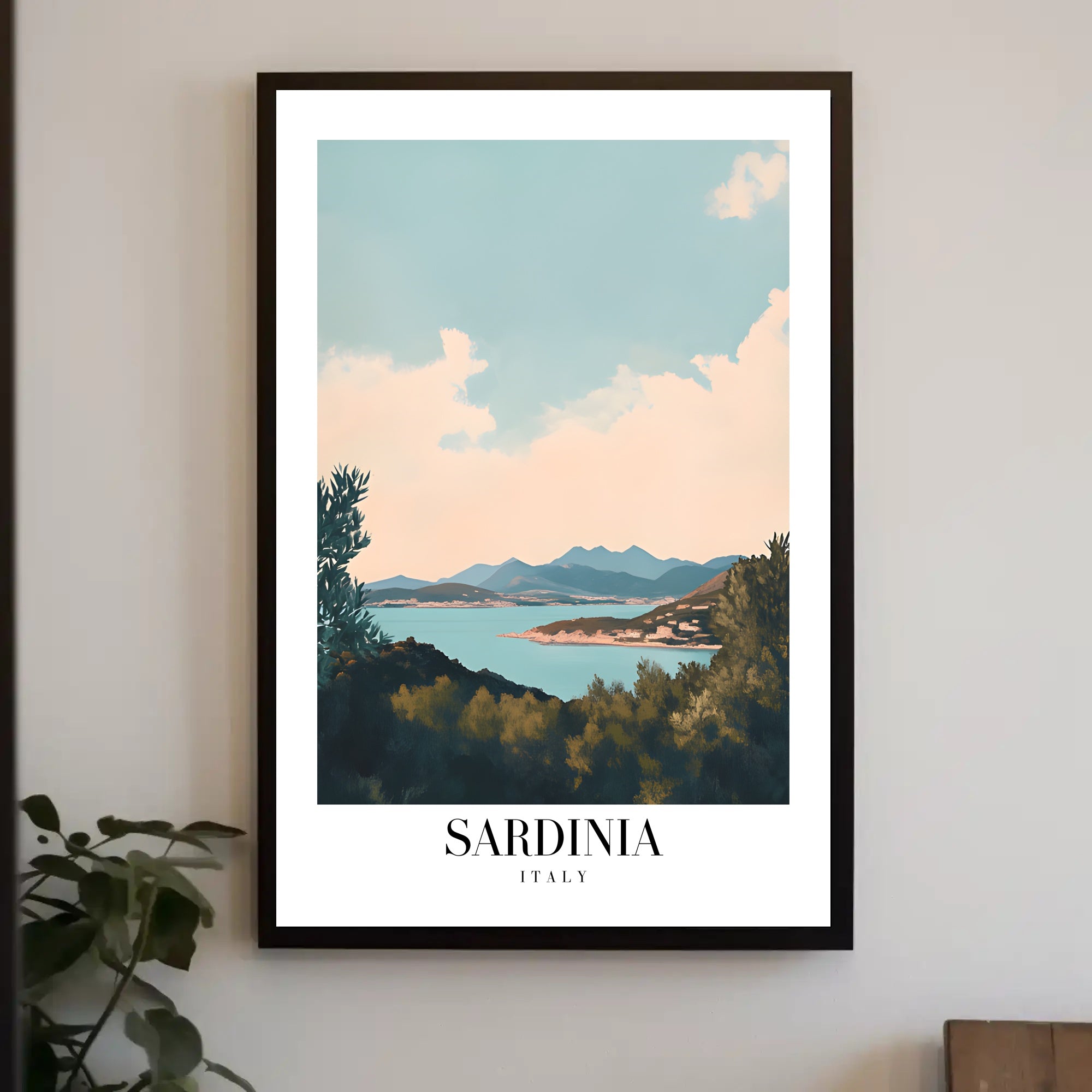 Sardinia Coastal View Vintage Travel Poster PosterGoat