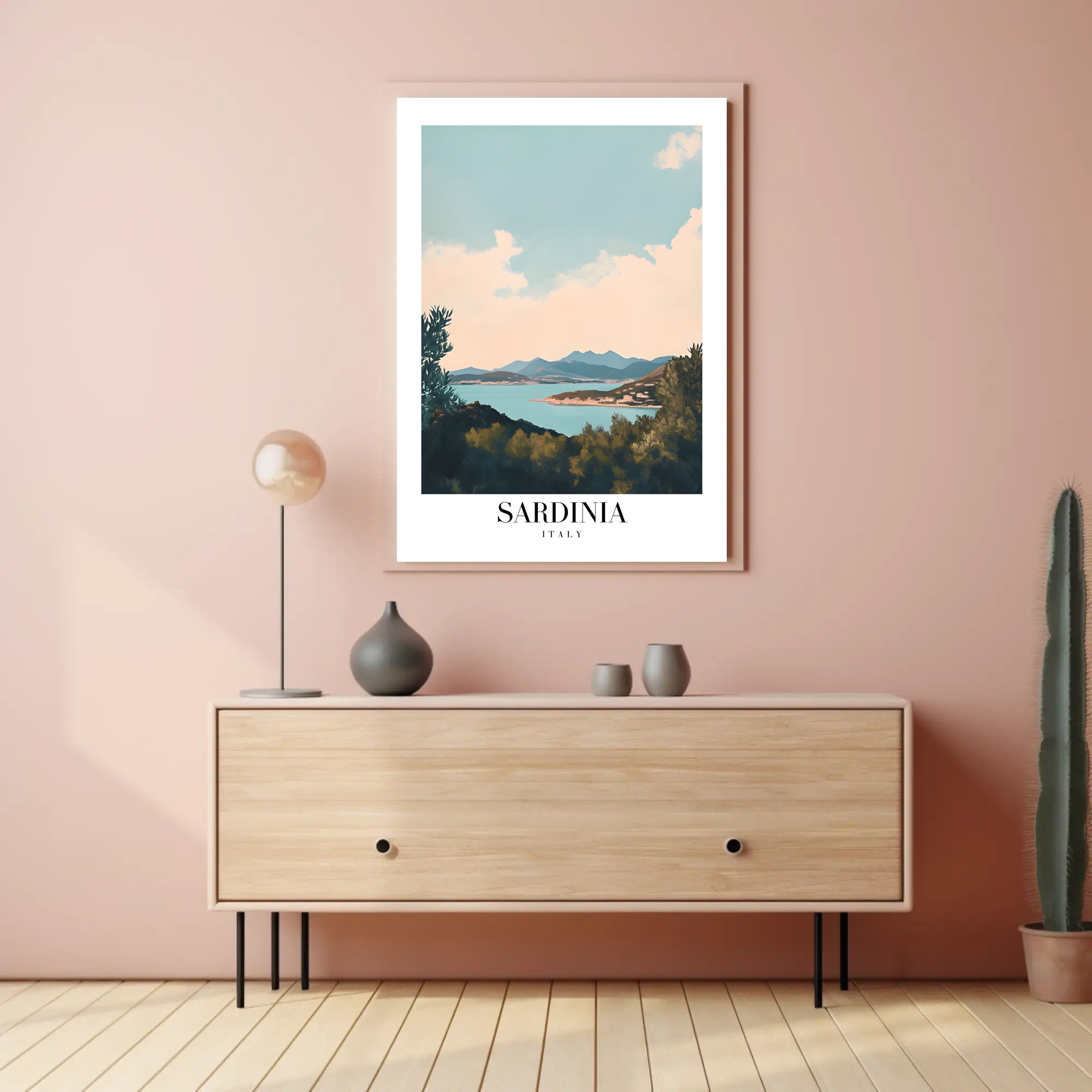 Sardinia Coastal View Vintage Travel Poster PosterGoat