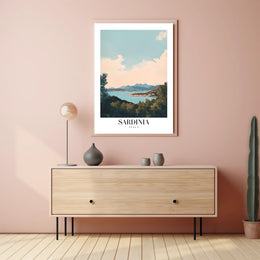 Sardinia Coastal View Vintage Travel Poster PosterGoat