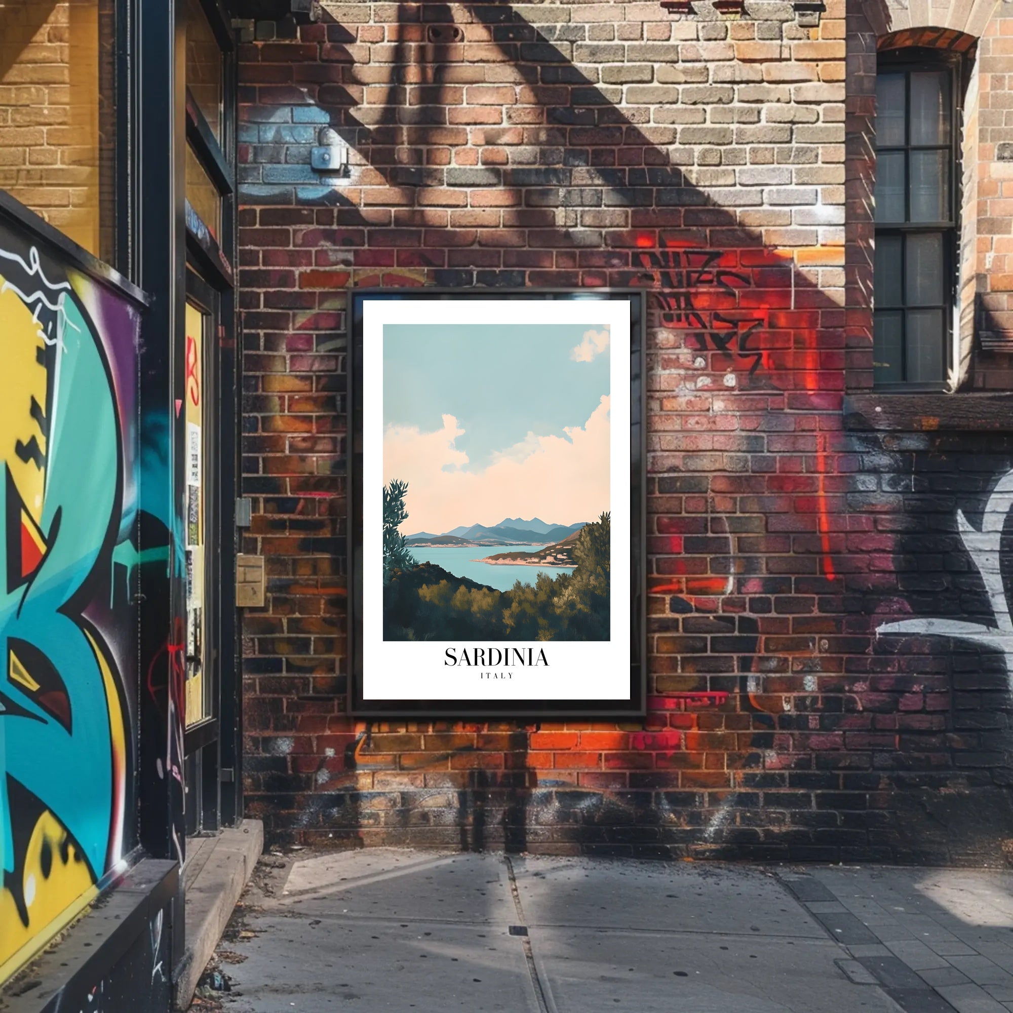 Sardinia Coastal View Vintage Travel Poster PosterGoat