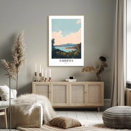 Sardinia Coastal View Vintage Travel Poster PosterGoat