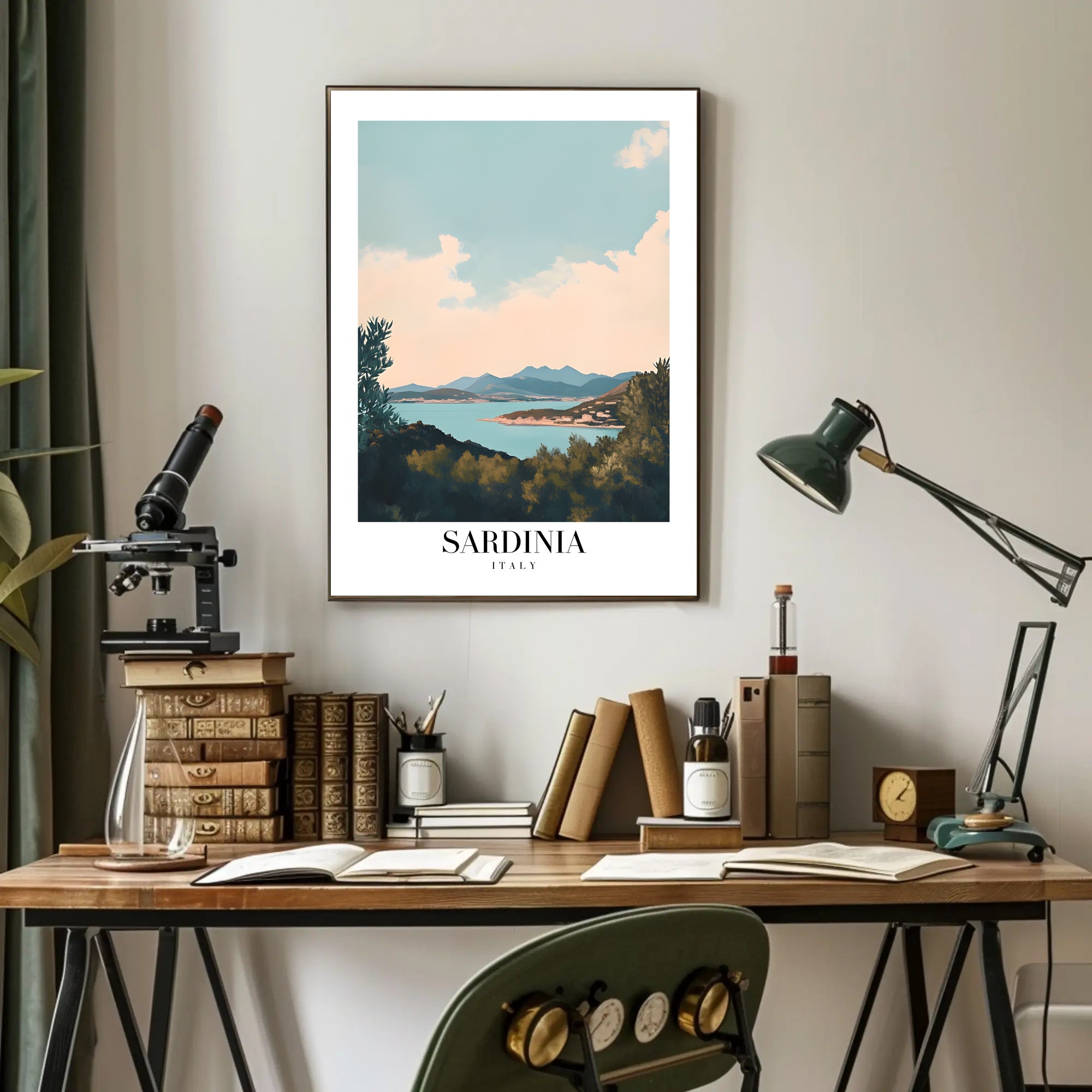 Sardinia Coastal View Vintage Travel Poster PosterGoat