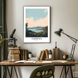 Sardinia Coastal View Vintage Travel Poster PosterGoat