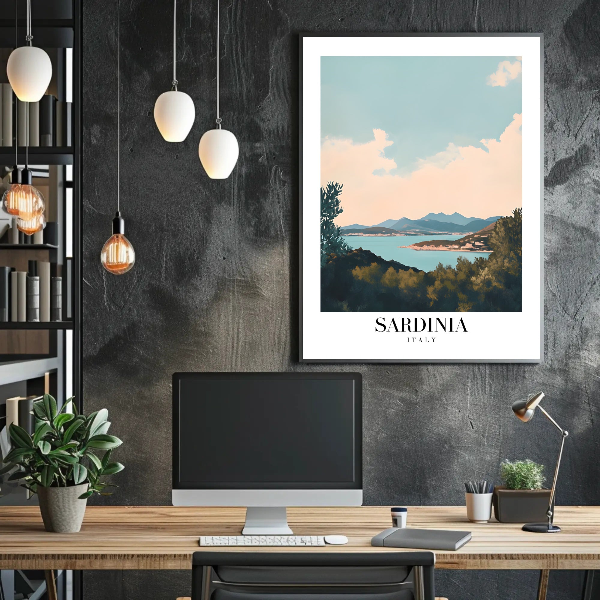 Sardinia Coastal View Vintage Travel Poster PosterGoat