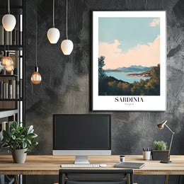Sardinia Coastal View Vintage Travel Poster PosterGoat