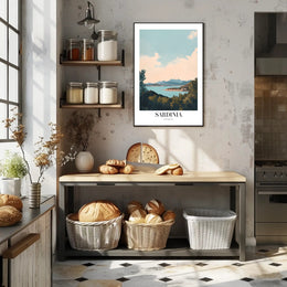 Sardinia Coastal View Vintage Travel Poster PosterGoat
