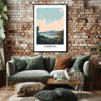 Sardinia Coastal View Vintage Travel Poster PosterGoat
