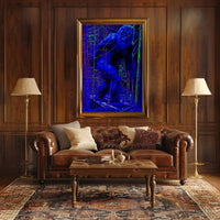 Sasquatch Sightings in Neon Forest Artistic Poster PosterGoat