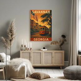 Savannah Georgia Vintage Travel Art Poster PosterGoat