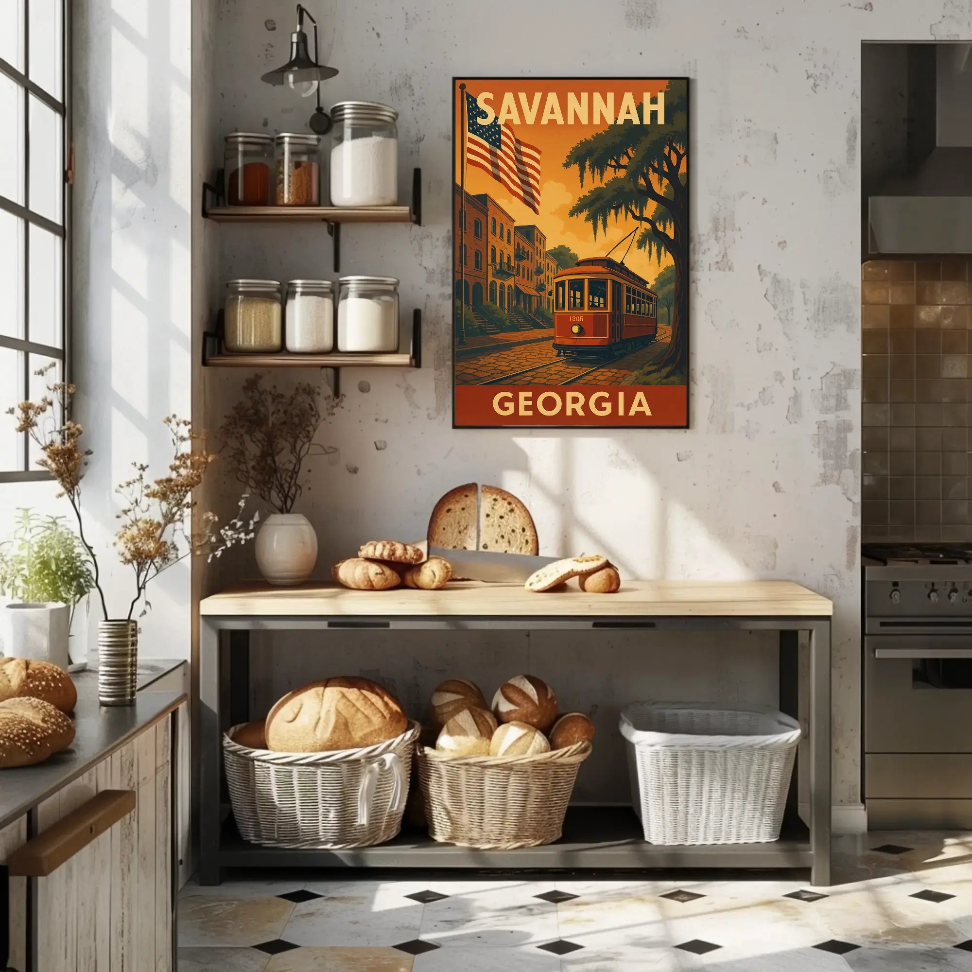 Savannah Georgia Vintage Travel Art Poster PosterGoat