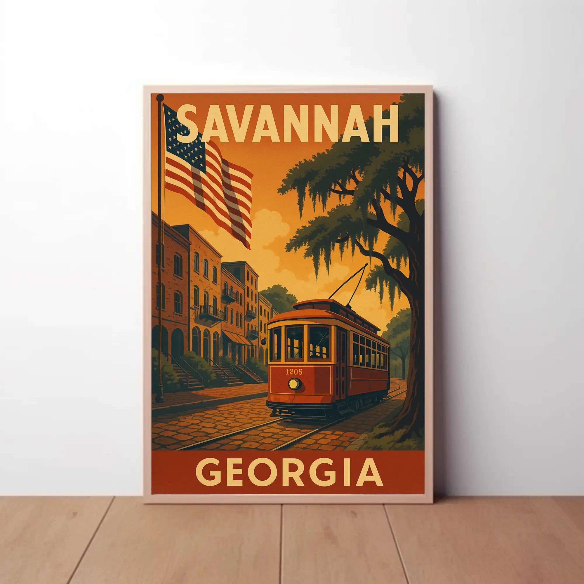 Savannah Georgia Vintage Travel Art Poster PosterGoat
