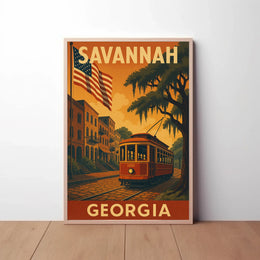Savannah Georgia Vintage Travel Art Poster PosterGoat