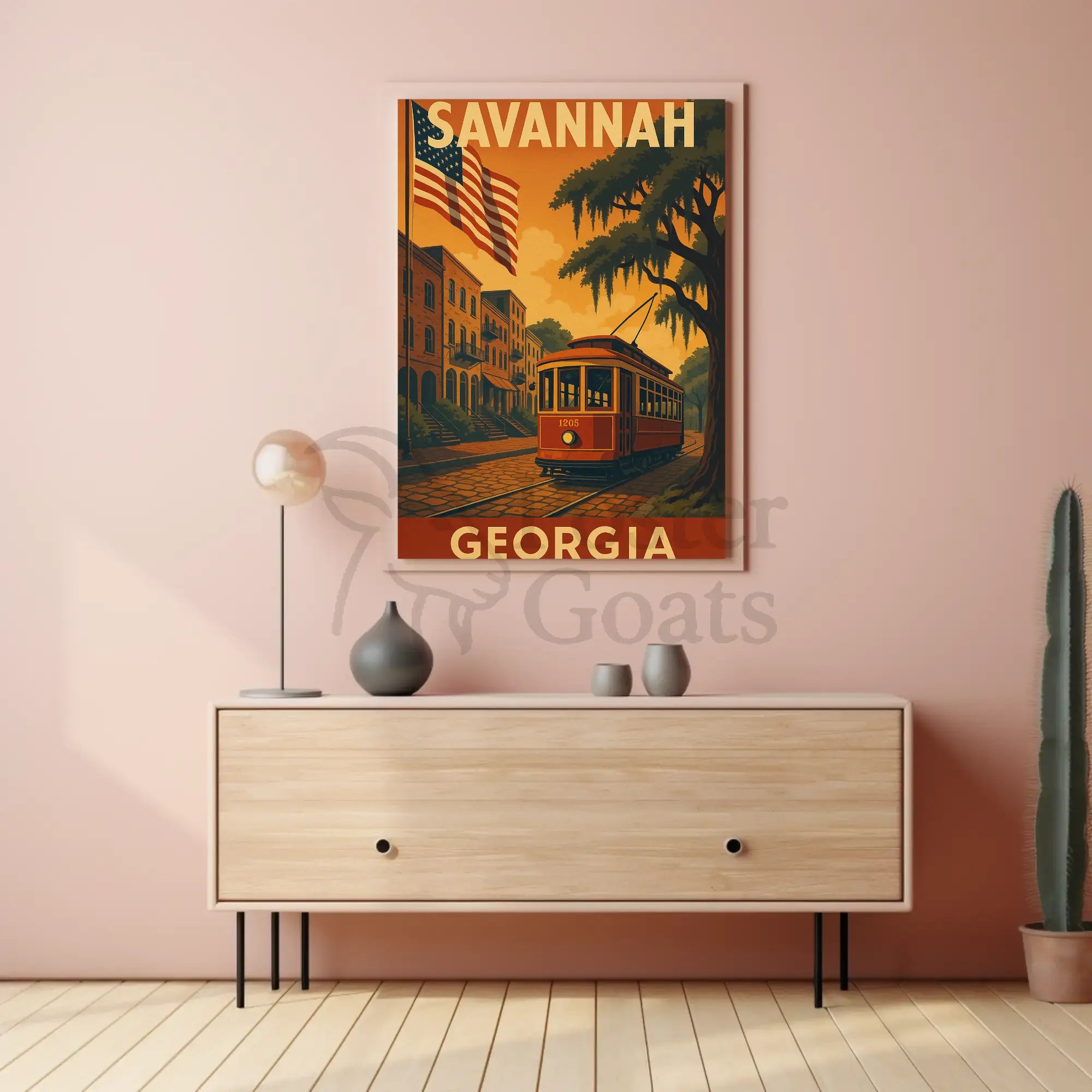 Savannah Georgia Vintage Travel Art Poster PosterGoat