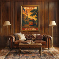 Savannah Georgia Vintage Travel Art Poster PosterGoat