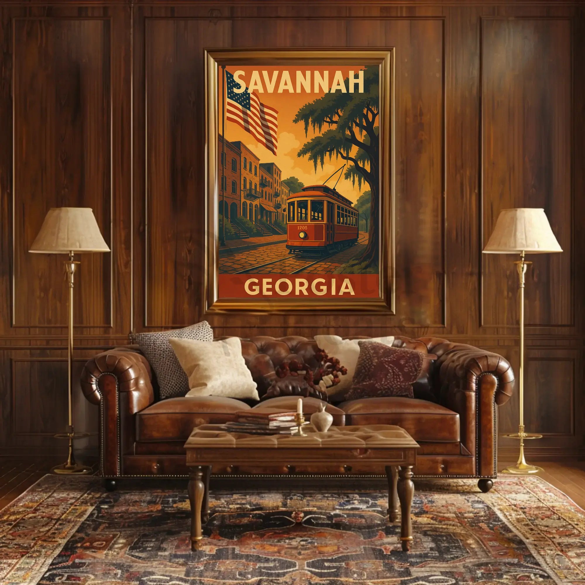 Savannah Georgia Vintage Travel Art Poster PosterGoat