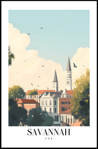 Savannah Skyline Charm Urban or Cityscape Poster PosterGoat