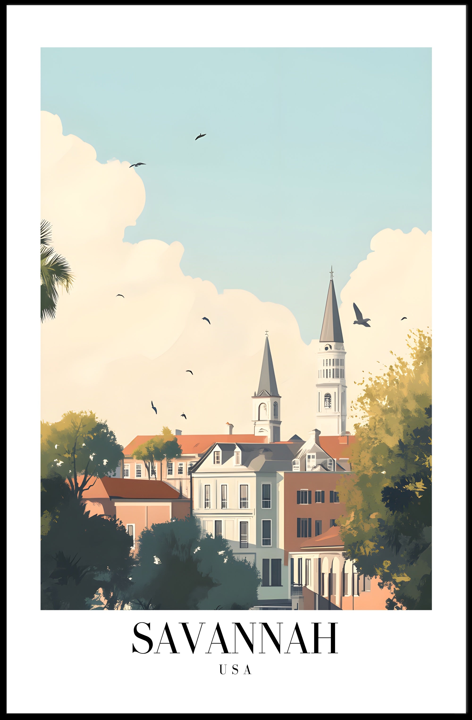 Savannah Skyline Charm Urban or Cityscape Poster PosterGoat