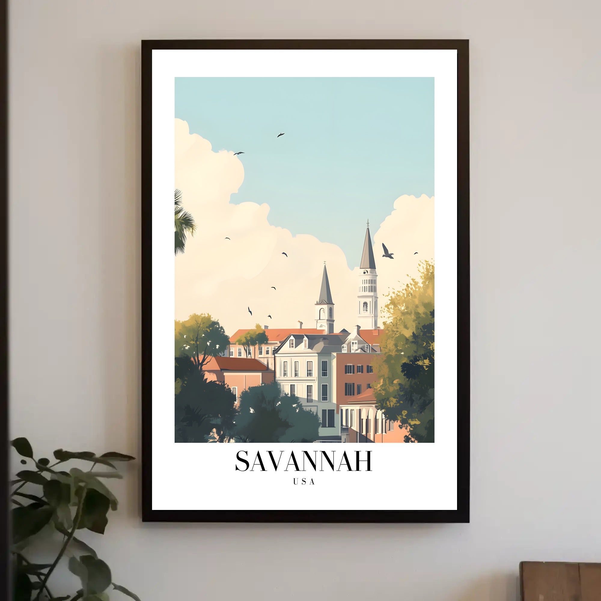 Savannah Skyline Charm Urban or Cityscape Poster PosterGoat