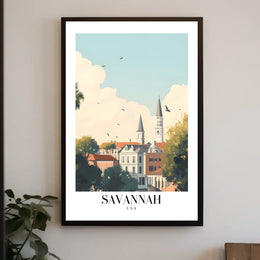 Savannah Skyline Charm Urban or Cityscape Poster PosterGoat