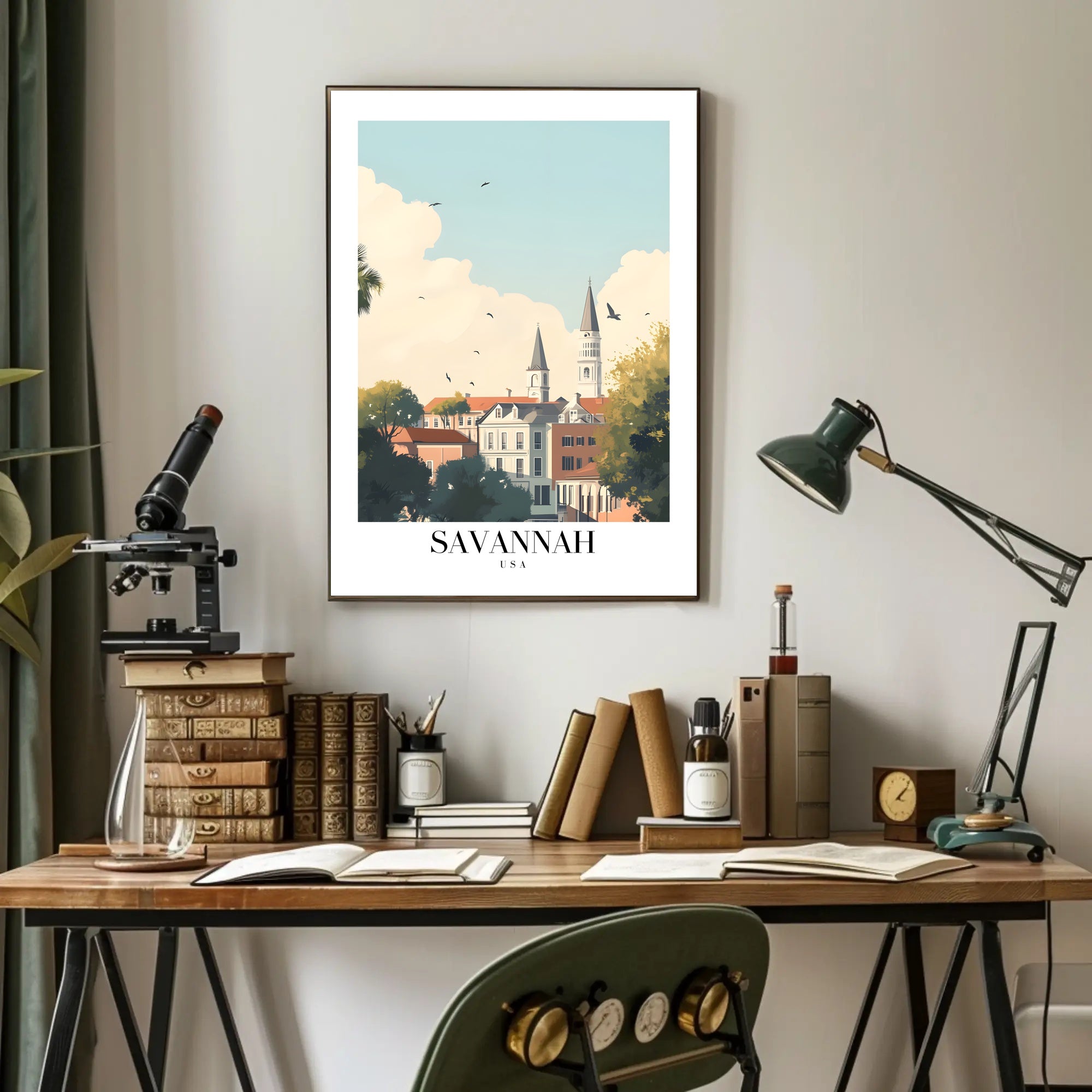 Savannah Skyline Charm Urban or Cityscape Poster PosterGoat