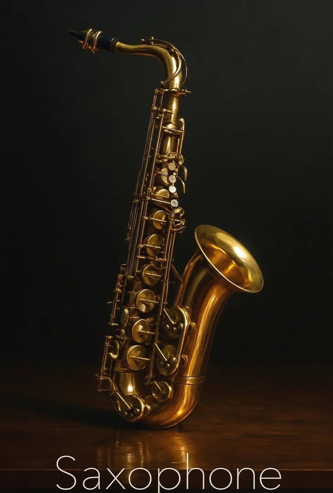 Saxophone Elegance Photorealistic Jazz Artistic or Pop Culture Poster PosterGoat