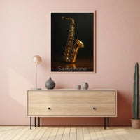 Saxophone Elegance Photorealistic Jazz Artistic or Pop Culture Poster PosterGoat
