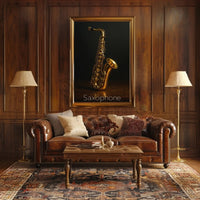Saxophone Elegance Photorealistic Jazz Artistic or Pop Culture Poster PosterGoat