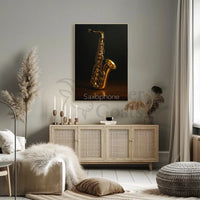 Saxophone Elegance Photorealistic Jazz Artistic or Pop Culture Poster PosterGoat
