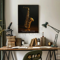 Saxophone Elegance Photorealistic Jazz Artistic or Pop Culture Poster PosterGoat
