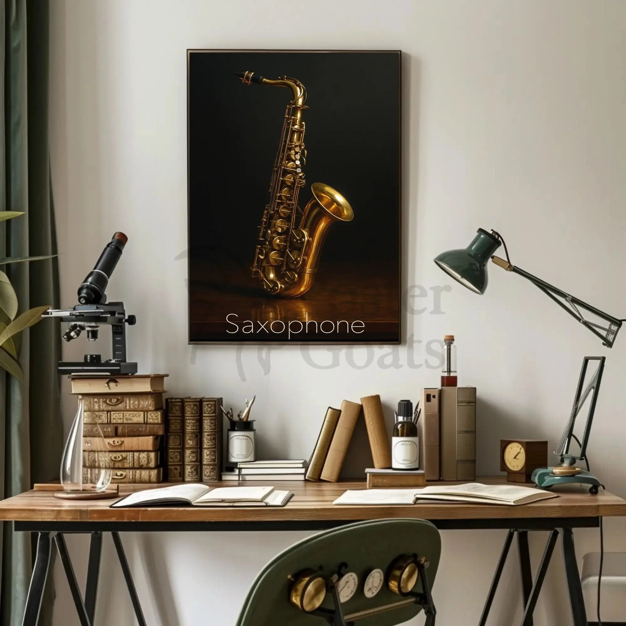 Saxophone Elegance Photorealistic Jazz Artistic or Pop Culture Poster PosterGoat
