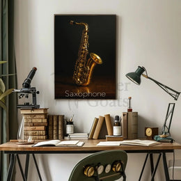 Saxophone Elegance Photorealistic Jazz Artistic or Pop Culture Poster PosterGoat