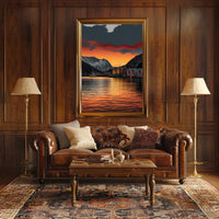 Scandinavian Village Serenity at Sunset Travel Poster PosterGoat