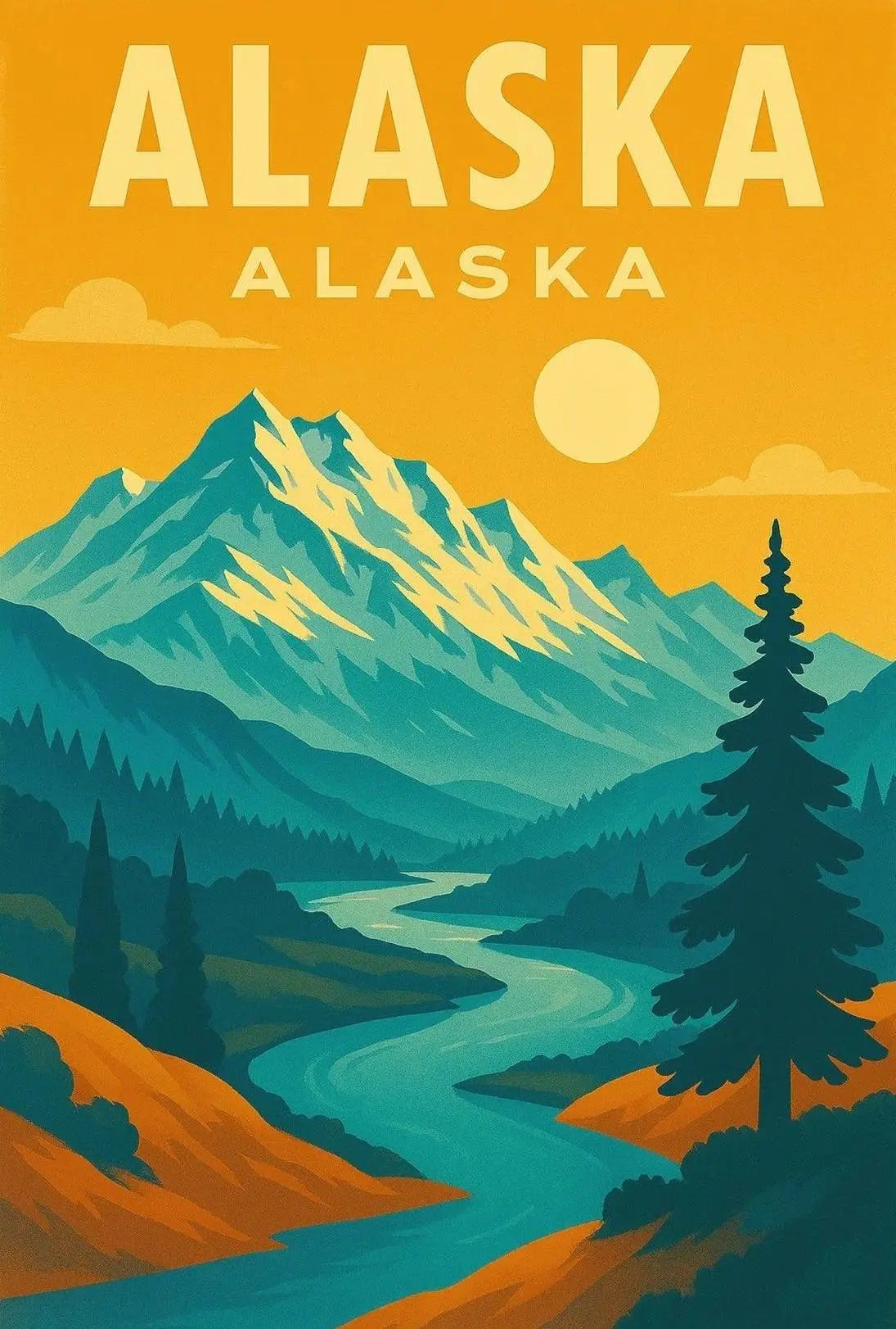 Scenic Alaska Mountain Landscape National Park Poster PosterGoat