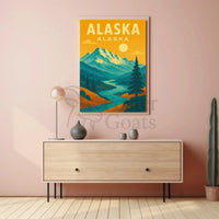 Scenic Alaska Mountain Landscape National Park Poster PosterGoat