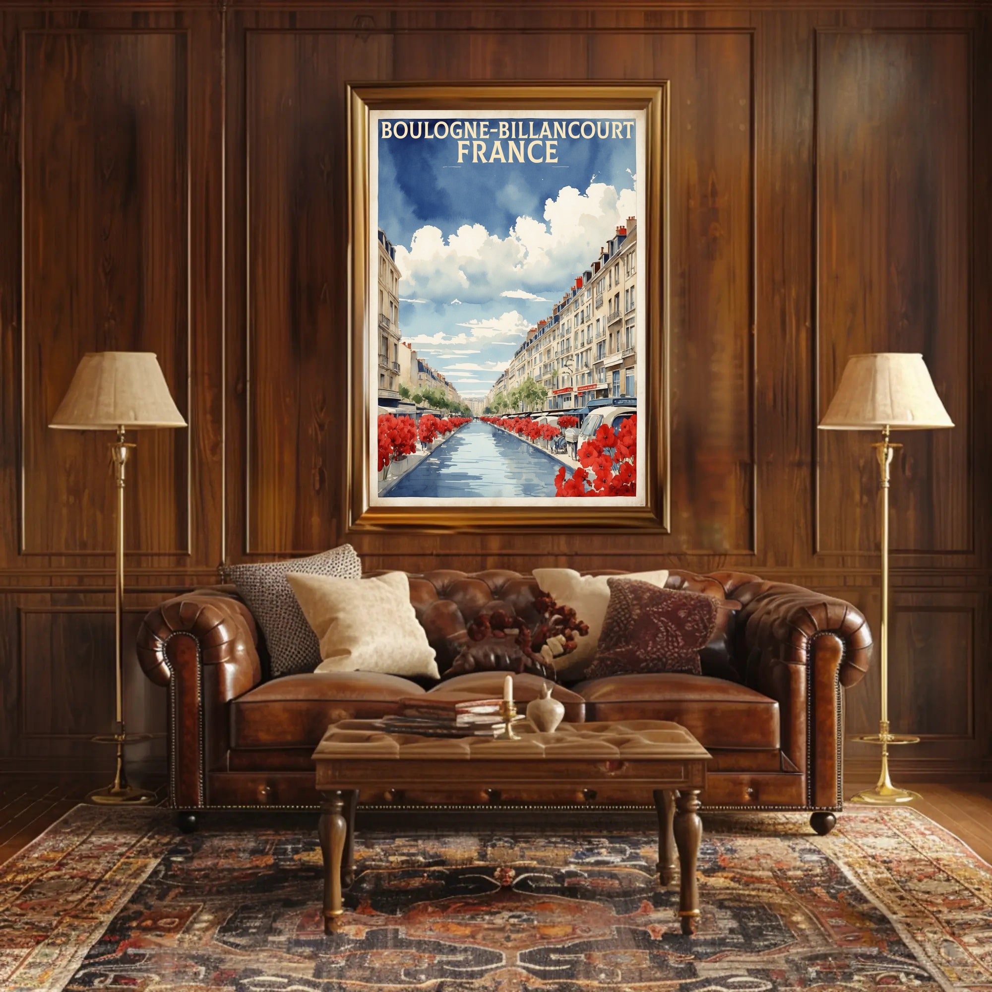 Scenic Boulogne-Billancourt Urban Street Travel Poster PosterGoat