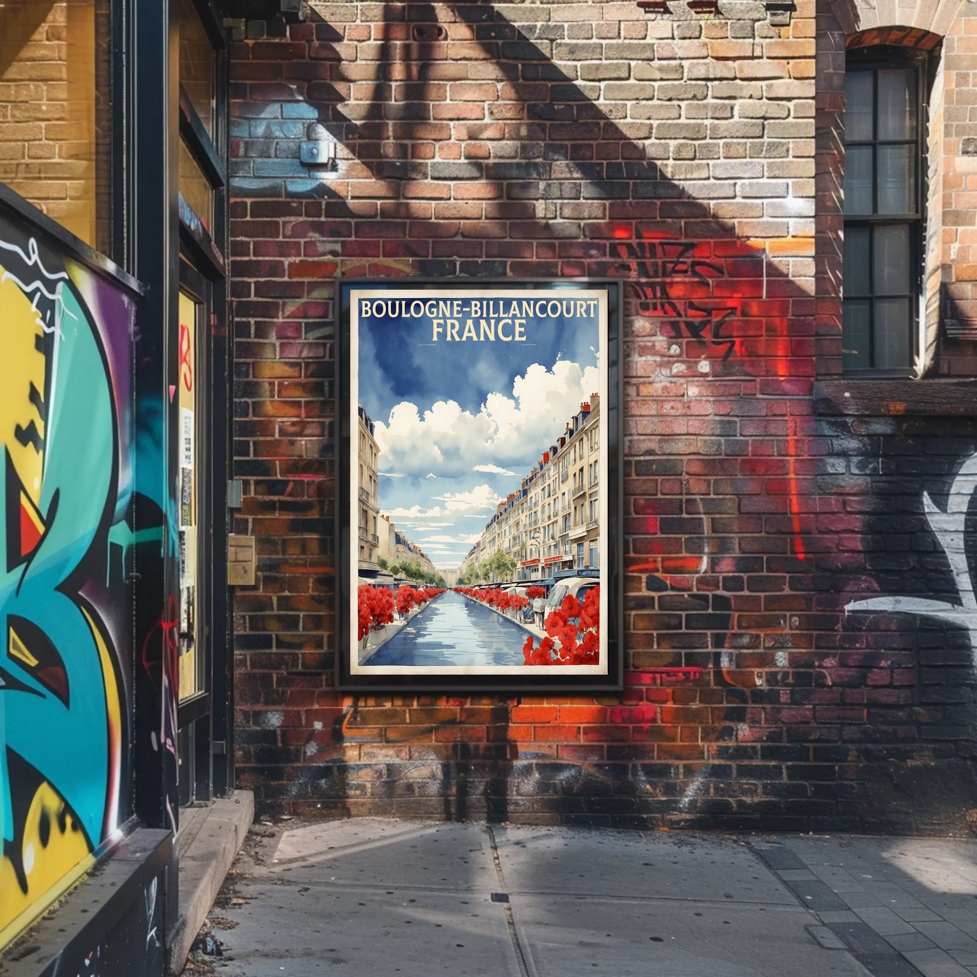 Scenic Boulogne-Billancourt Urban Street Travel Poster PosterGoat