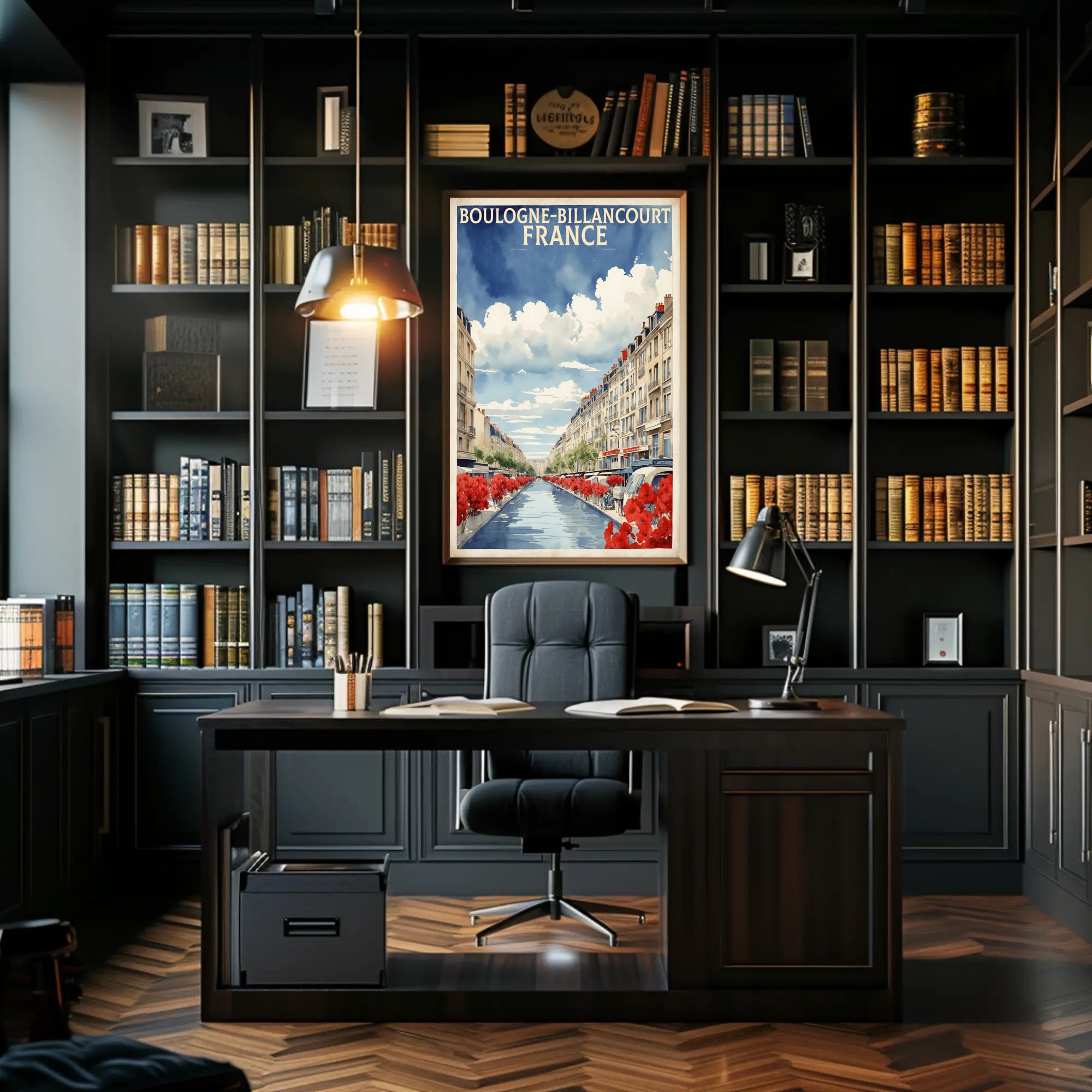 Scenic Boulogne-Billancourt Urban Street Travel Poster PosterGoat
