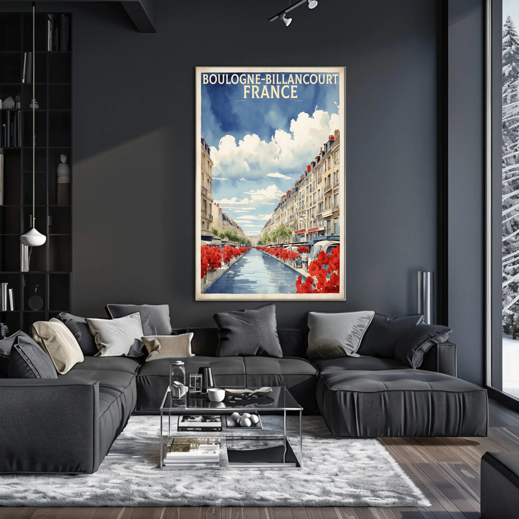Scenic Boulogne-Billancourt Urban Street Travel Poster PosterGoat