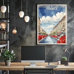 Scenic Boulogne-Billancourt Urban Street Travel Poster PosterGoat