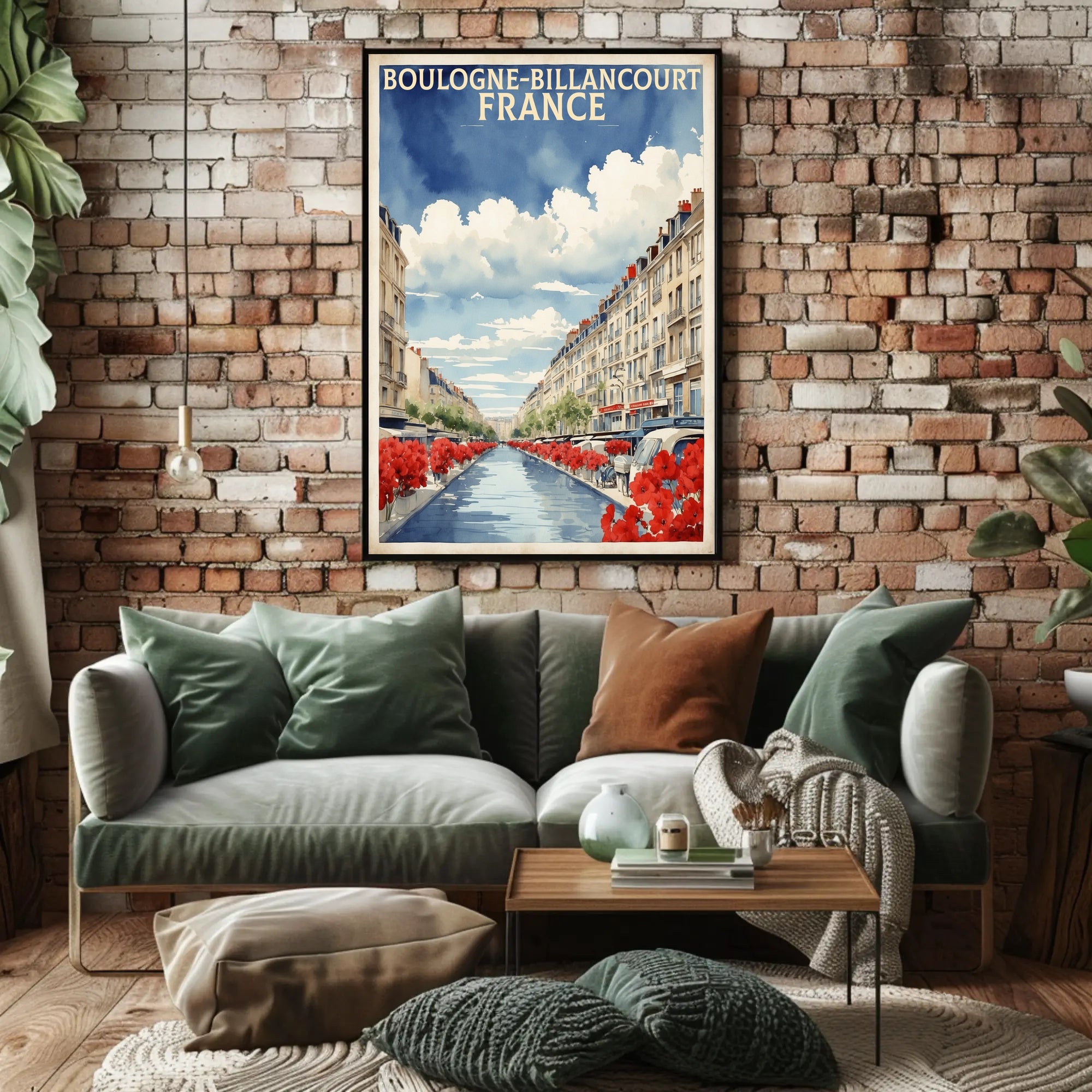 Scenic Boulogne-Billancourt Urban Street Travel Poster PosterGoat