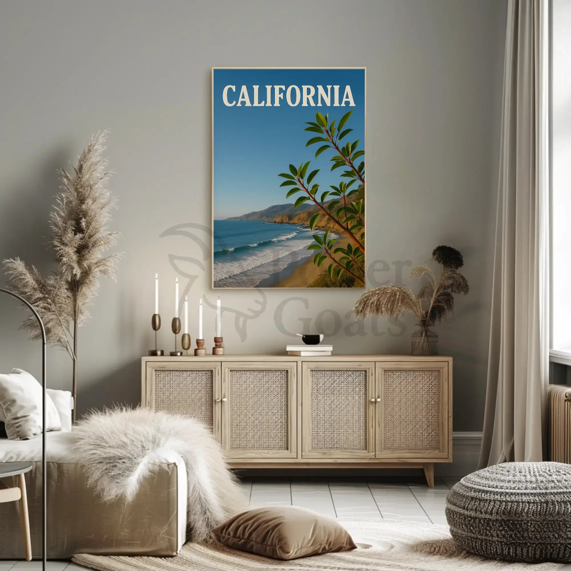 Scenic California Coastline Travel Vintage Design Travel Poster PosterGoat