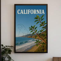 Scenic California Coastline Travel Vintage Design Travel Poster PosterGoat